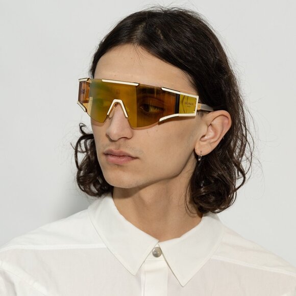 Balmain Men Sunglasses FLECHE BPS-138B-141 Gold Bronze Mirror Mask BRAND NEW - Picture 14 of 15